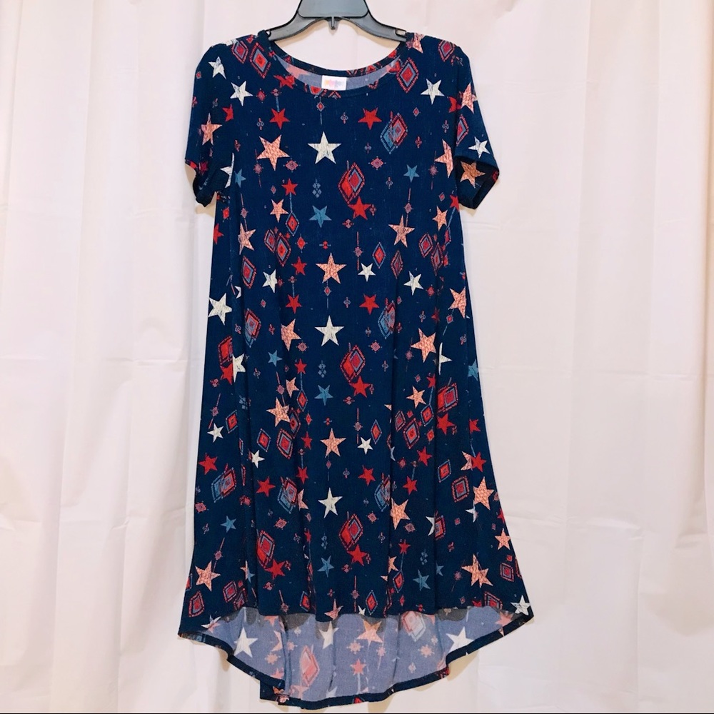 Lularoe Carly Swing Dress Americana Patriotic Red White Blue